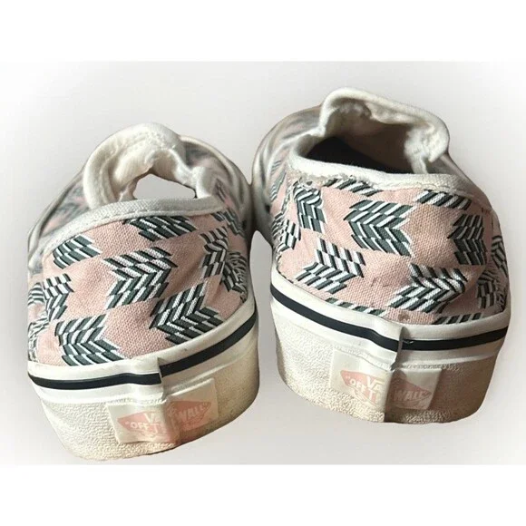 Vans Classic Slip-On Mod Checkerboard Pink Green Shoes Sneakers Ultracush Sz 5.5 - Picture 5 of 7